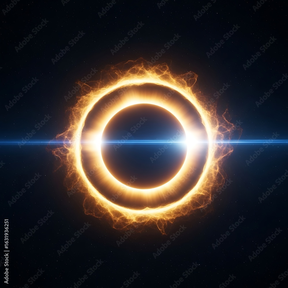 Obraz premium A luminous ring structure in space.