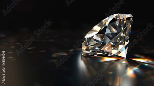 Wallpaper Mural Close-up shot of a dazzling diamond reflecting light on a dark surface Torontodigital.ca