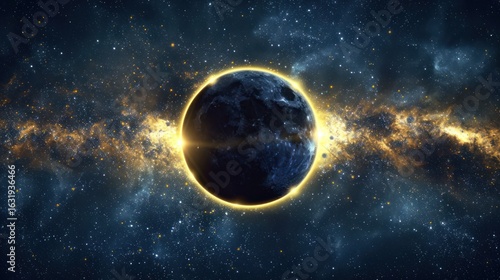 Wallpaper Mural A mesmerizing celestial dance: Planet encircled by cosmic energy in deep space Torontodigital.ca