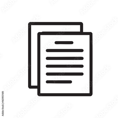  A simple line drawing of two overlapping pages of text