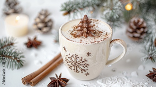 Wallpaper Mural Festive cocoa delight: A creamy winter beverage with chocolate tree and holiday spices Torontodigital.ca