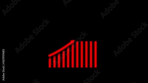 Animation data stock market business infographics Red  color Graf animation with arrow grid background .