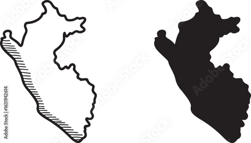Peru Outline Vector Illustration Sketch Country Border