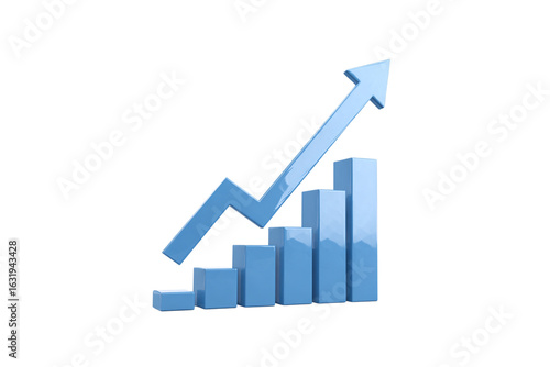 Blue 3d bar graph with upward trend arrow isolated on transparent background Free Download Blue 3d bar graph with upward trend arrow isolated on transparent background - GFXLoad