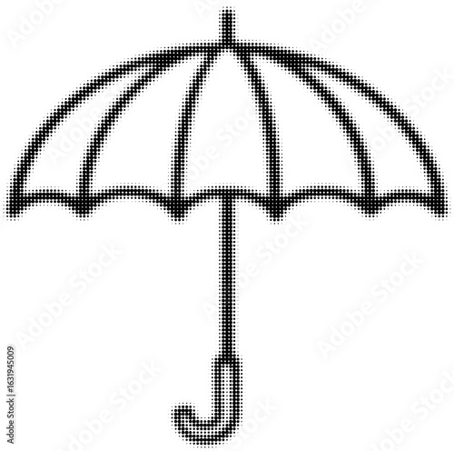 Black dotted umbrella icon illustrating protection and weather concept