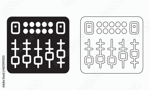 Audio mixer icons set. Vector Illustration of a Music Mixer or Audio Controller
