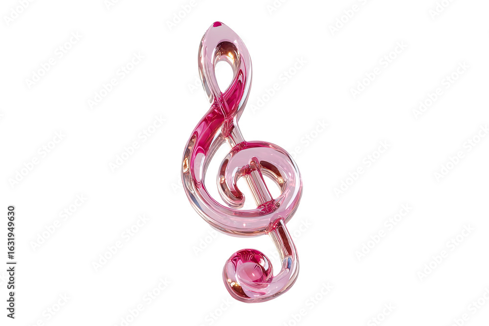 Obraz premium Pink treble clef, ornate design