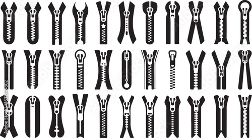 Zipper Collection with Various Styles and Open and Closed Positions