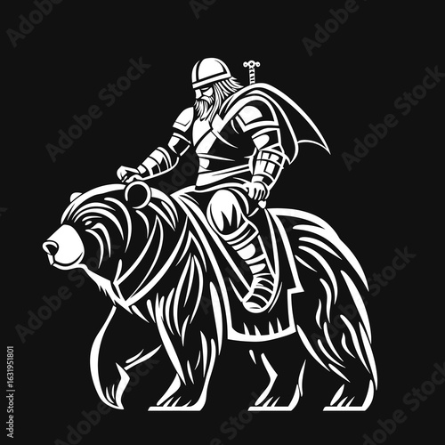 Viking Warrior Riding a Bear Graphic
