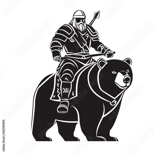 Viking Warrior Riding a Bear Graphic