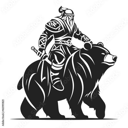 Viking Warrior Riding a Bear Graphic