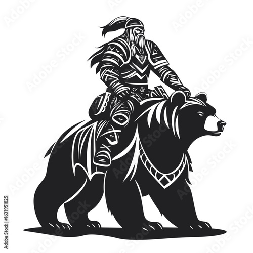 Viking Warrior Riding a Bear Graphic