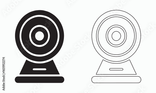 Vector Webcam Icon in Solid and Outline Styles
