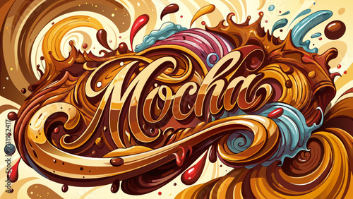 a captivating watercolor composition featuring the rich swirling tones of mocha and chocolate