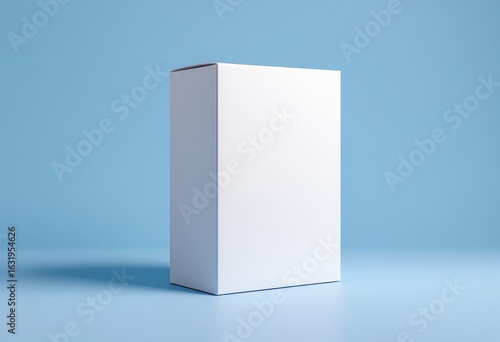 Blank white box on a light blue background.