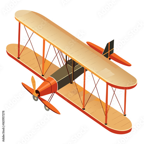 vintage biplane isolated on white