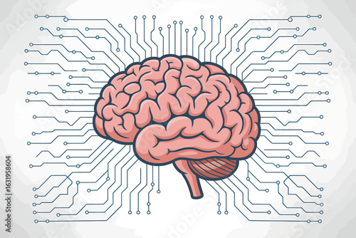 Artificial Intelligence Brain Connection Concept Depicting Neural Networks and Cognitive Function Enhancements with Innovation