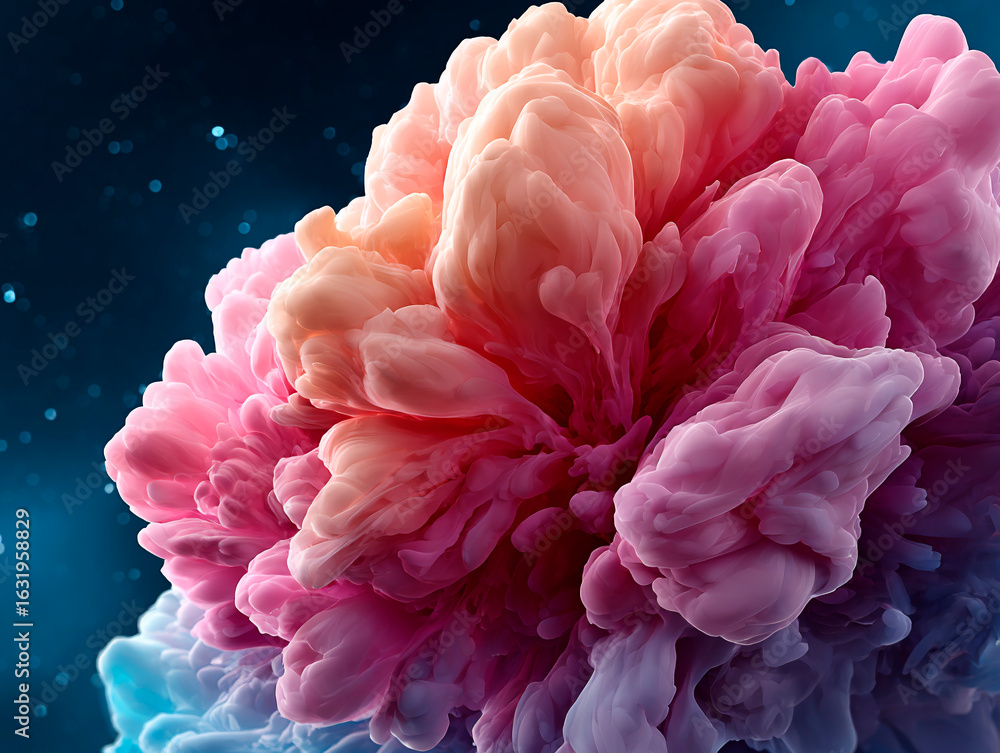 Obraz premium Abstract colorful cloud formation resembling a blooming flower in cosmic space environment with soft lighting