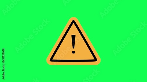 Copy Space-Danger sign motion graphics with green screen background - 4K Stok video