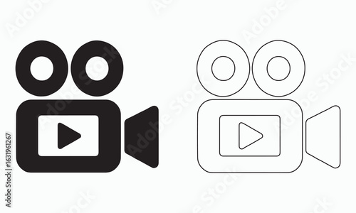 Simple Black and White Film Camera Icon Set
