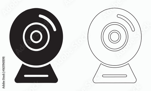 Vector Webcam Icon in Solid and Outline Styles

