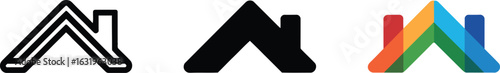 Modern roof icons show design versatility for branding and concepts.