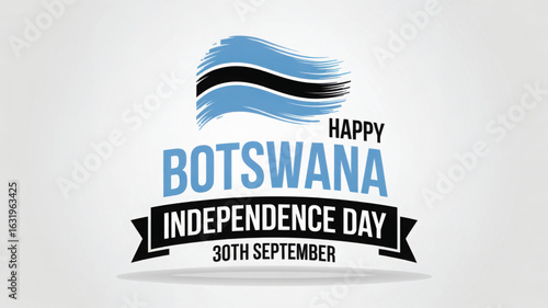 happy botswana independence day illustration with national flag design, bold text, and 30th september ribbon on white backdrop
