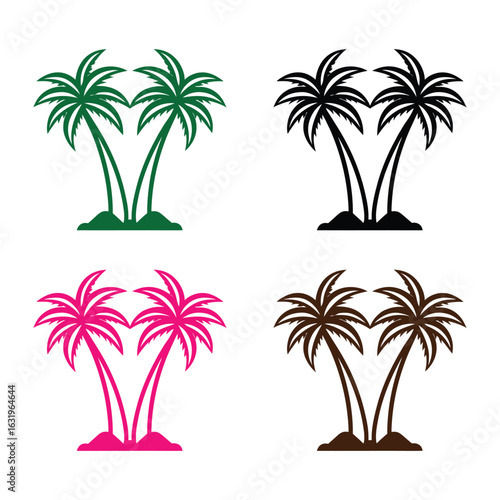 set of tropical palms