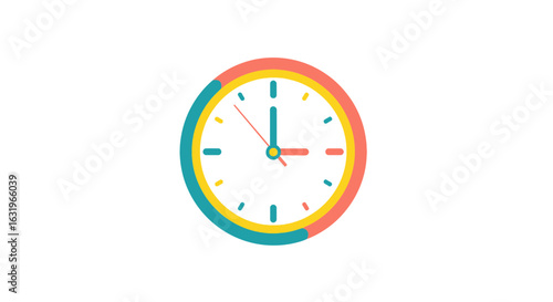 Vibrant and playful clock illustration against white background showcasing timing