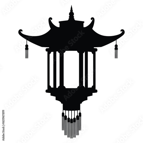 Chinese pagoda lantern silhouette