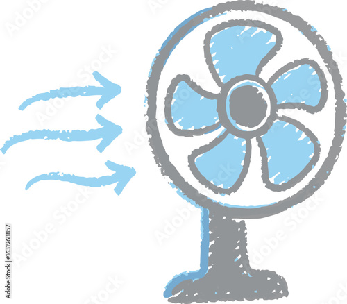 fan illustration icon crayon