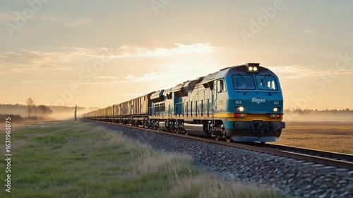 indian train at rural landscape in sunrise morning travel video
