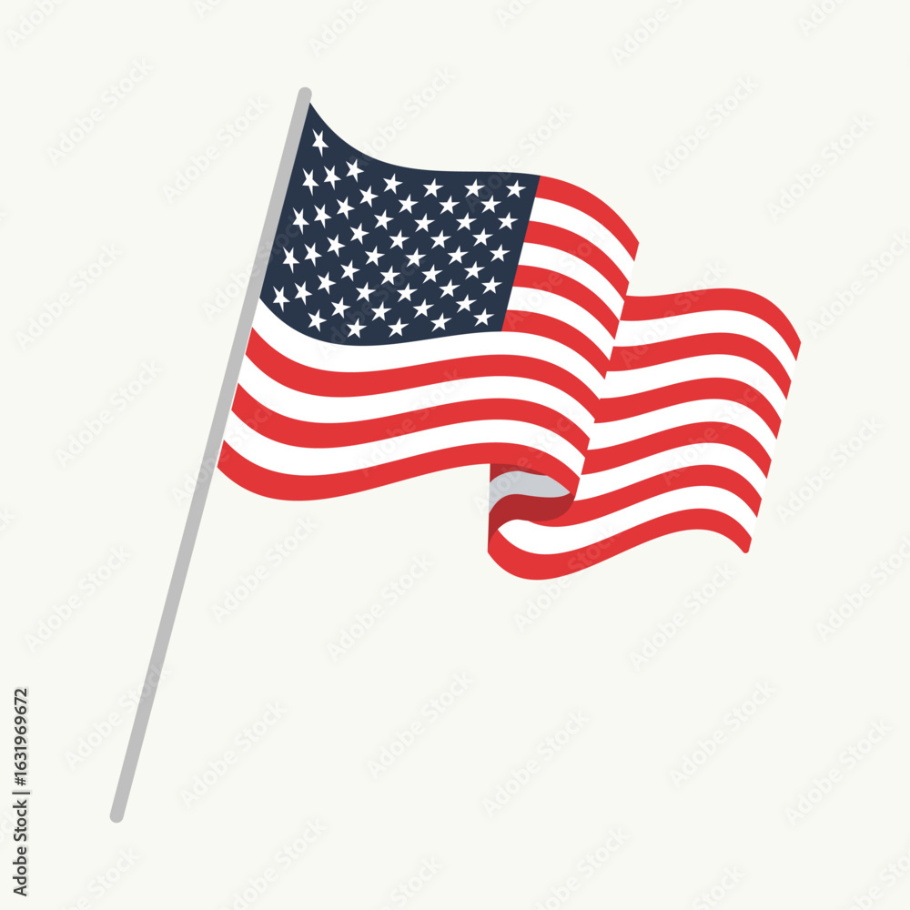 Fototapeta premium American waving flag vector icon