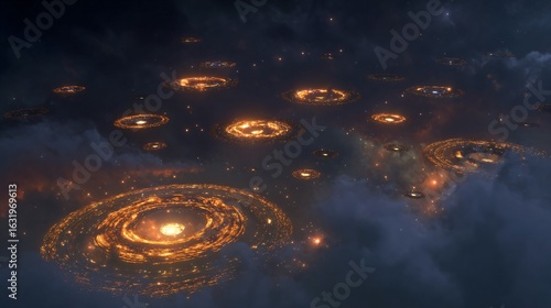 Wallpaper Mural Protoplanetary Disk with Glowing Organic Molecule Structures in Deep Space Torontodigital.ca