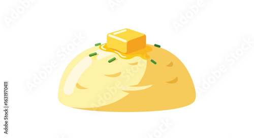 Delicious mashed potato with butter illustration food meal cuisine dinner