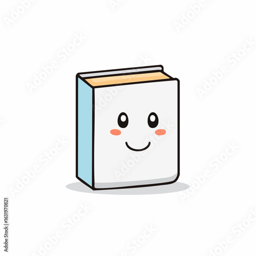 Cute cartoon book character smiling cheerfully promotes the love of reading and learning