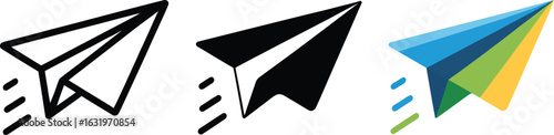 Paper airplane icons in motion for business communication