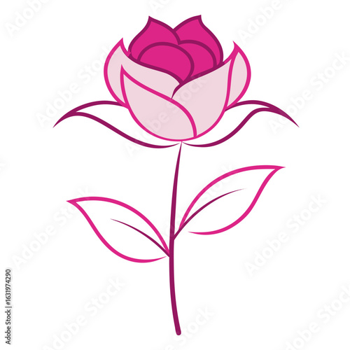  maiden pink line art vector  on white background