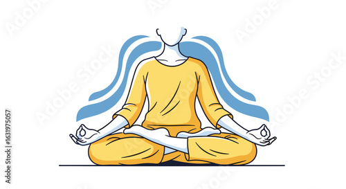 Serene Meditation: Woman in Lotus Position Achieving Mindfulness and Inner Peace Through Yoga Practice