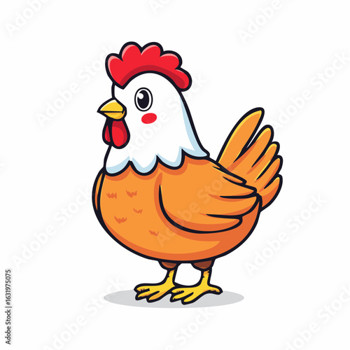 Cartoon chicken with orange plumage: A whimsical illustration of poultry beauty