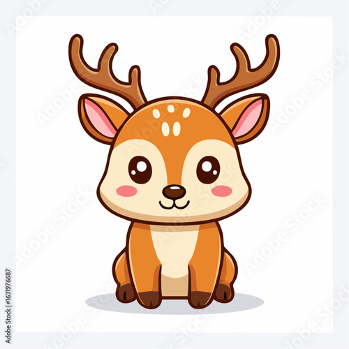 Adorable Cartoon Deer: A Charming Vector Illustration Perfect for Children's Designs