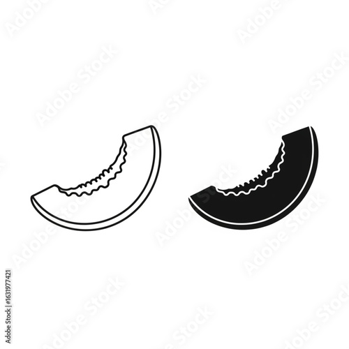 Minimal Vector Icons of Cantaloupe in Outline and Filled Style