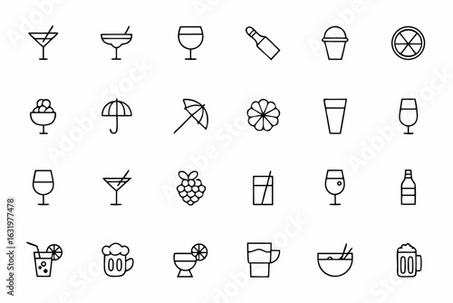 A lively set featuring mixed drinks and barware — perfect for cocktail menus, bartenders, event promotions, and nightlife branding