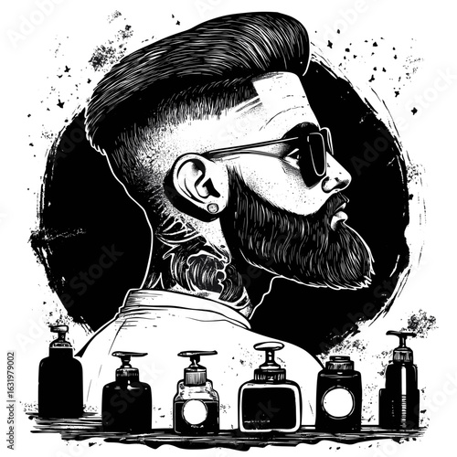 Stylish Barber Shop Portrait with Tattoos