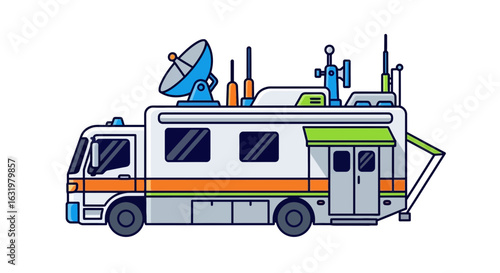 Mobile broadcast unit illustration for news, sports, or emergency response