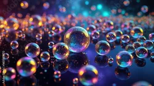 Wallpaper Mural Magical floating bubbles reflecting colorful lights in a dreamy atmosphere Torontodigital.ca
