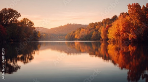 Serene autumn reflection on tranquil lake appalachian mountains nature photography early morning peaceful landscape scenic views for outdoor enthusiasts
