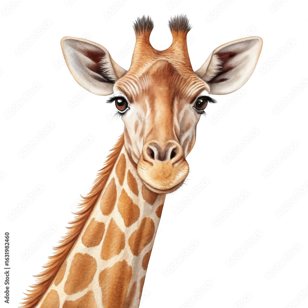 Naklejka premium Majestic giraffe head isolated on transparent background