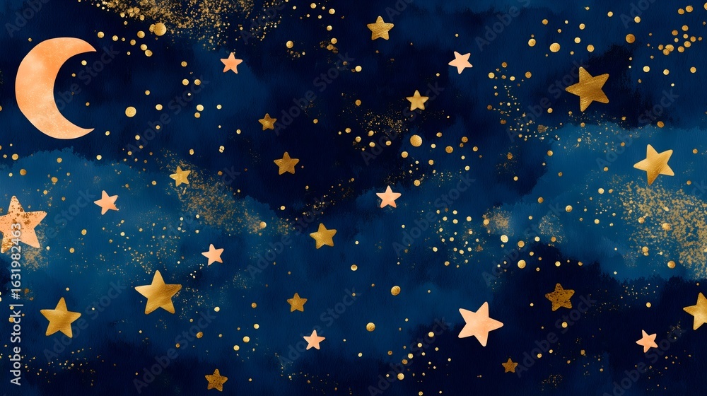 Fototapeta premium Luxury Celestial Background with Gold Dust on Velvet