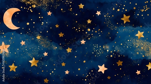 Luxury Celestial Background with Gold Dust on Velvet